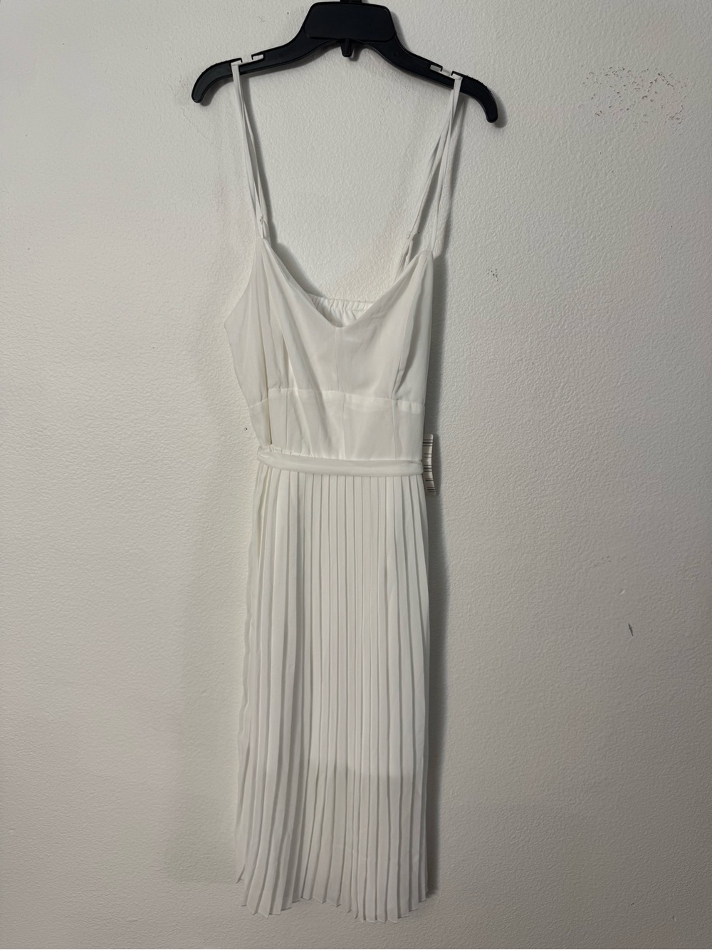 bailey blue White Pleated Midi Slip Dress